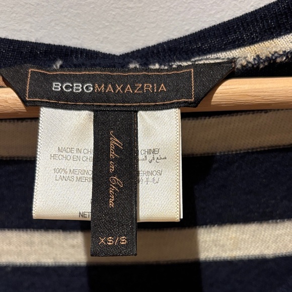 BCBGMaxAzria Striped Knitwear in Navy and Cream - Picture 2 of 5